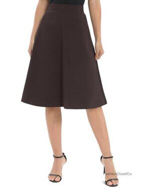 A-Line High Waist Knee Length Stretchy Midi Skirt for Work Office